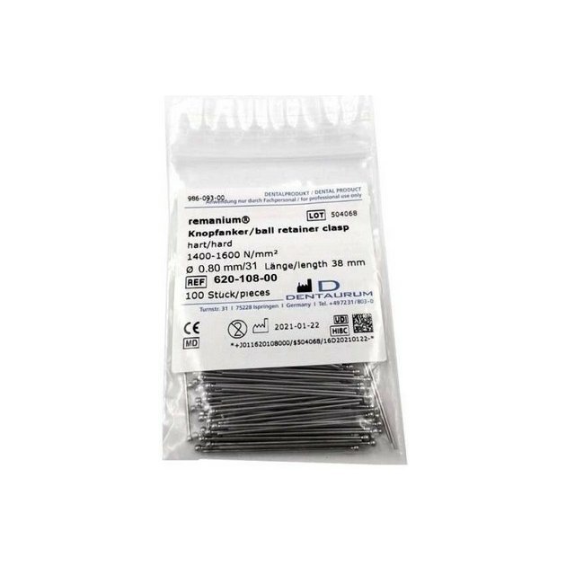 Dentaurum Spendlikove spony 0,8mm Remanium (100ks) baleni