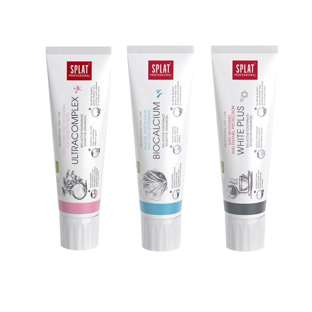 SPLAT trio sada Professional Ultracomplex, Biocalcium, White Plus zubní pasty 3x100ml