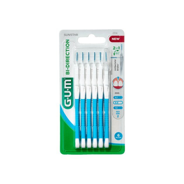 GUM Bi Direction 2314 mazizubní kartáčky 0,9mm modré, 6ks