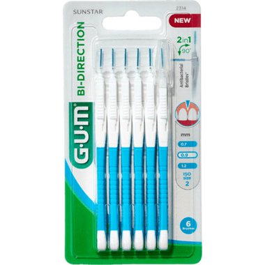 GUM Bi Direction 2314 mazizubní kartáčky 0,9mm modré, 6ks