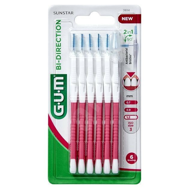 GUM Bi Direction 2614 mezizubní kartáčky 1,2mm růžové, 6ks