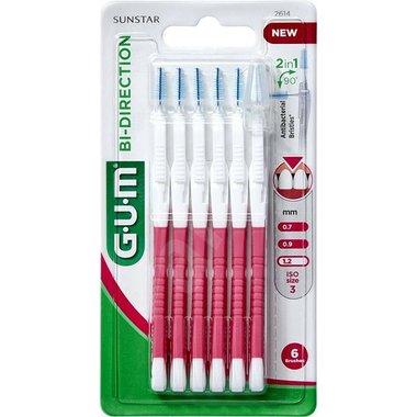 GUM Bi Direction 2614 mezizubní kartáčky 1,2mm růžové, 6ks