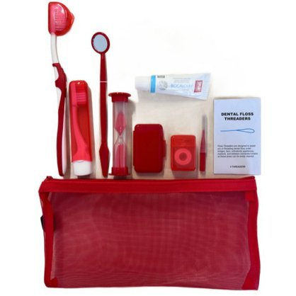 Ortho set pomucek na cisteni zubu s rovnatky cerveny