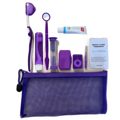 Ortho set pomucek na cisteni zubu s rovnatky fialovy