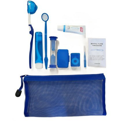Ortho set pomucek na cisteni zubu s rovnatky modry