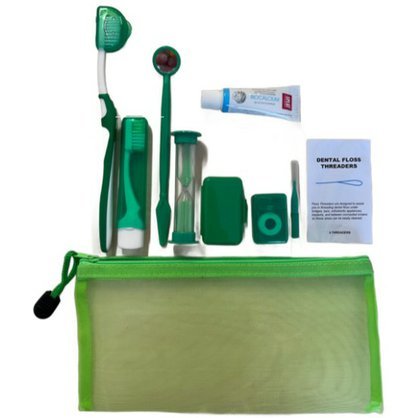 Ortho set pomucek na cisteni zubu s rovnatky czeleny