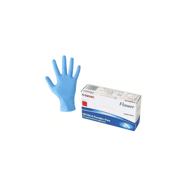 Batist rukavice Flower Blue nitril - vel.XS