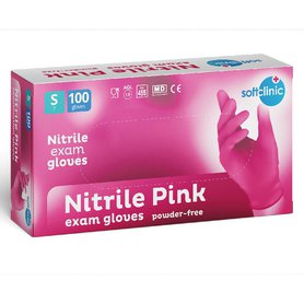 SOFTCLINIC nitrilové rukavice růžové 100ks vel. S