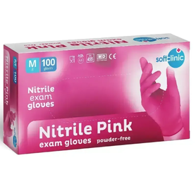 SOFTCLINIC nitrilové rukavice růžové 100ks vel. M